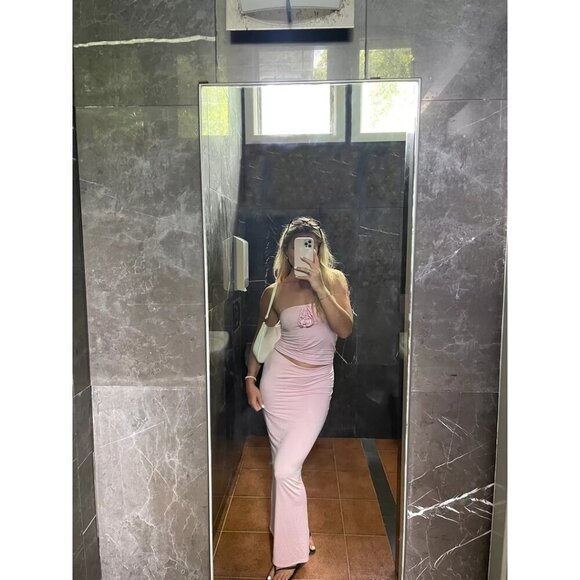 REFORMATION Adalynn Knit Two Piece in Pink Rose Size Small (Skirt) Medium (Top) - Picture 13 of 16